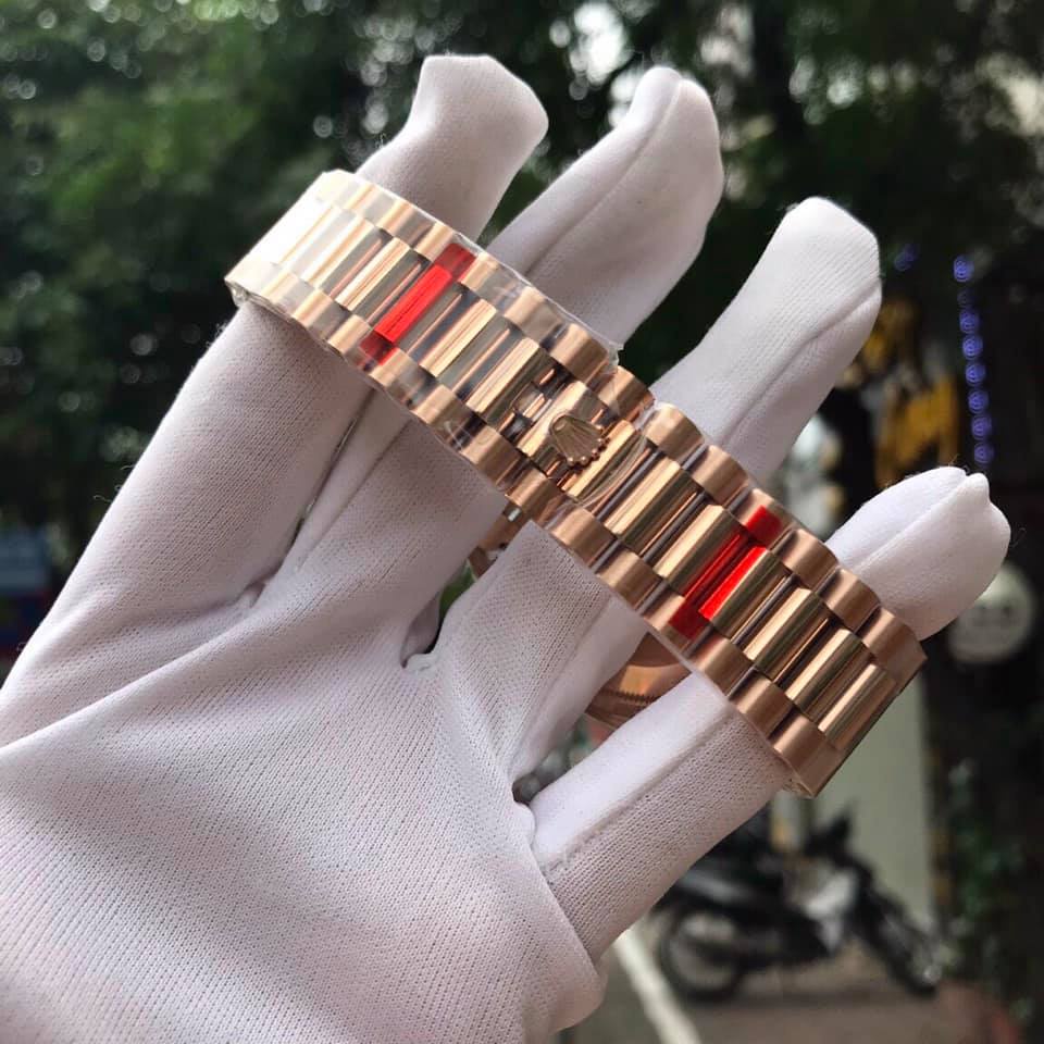 Đồng hồ Nam Rolex Oyster  máy nhật vàng hồng dòng cơ Automatic mặt size 41mm số la mã mặt cafe lịch lãm