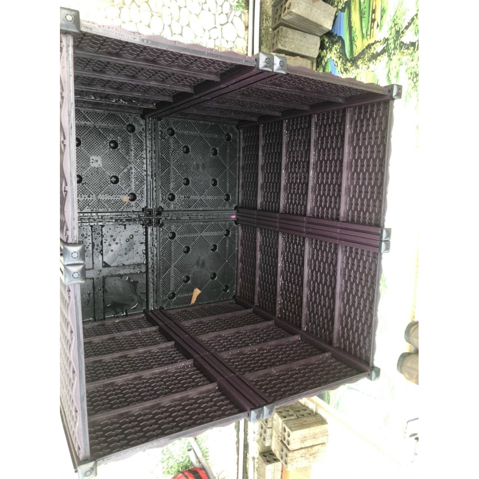 Chậu ghép trồng cây ăn quả cao 80cm mầu nâu cho sân thượng