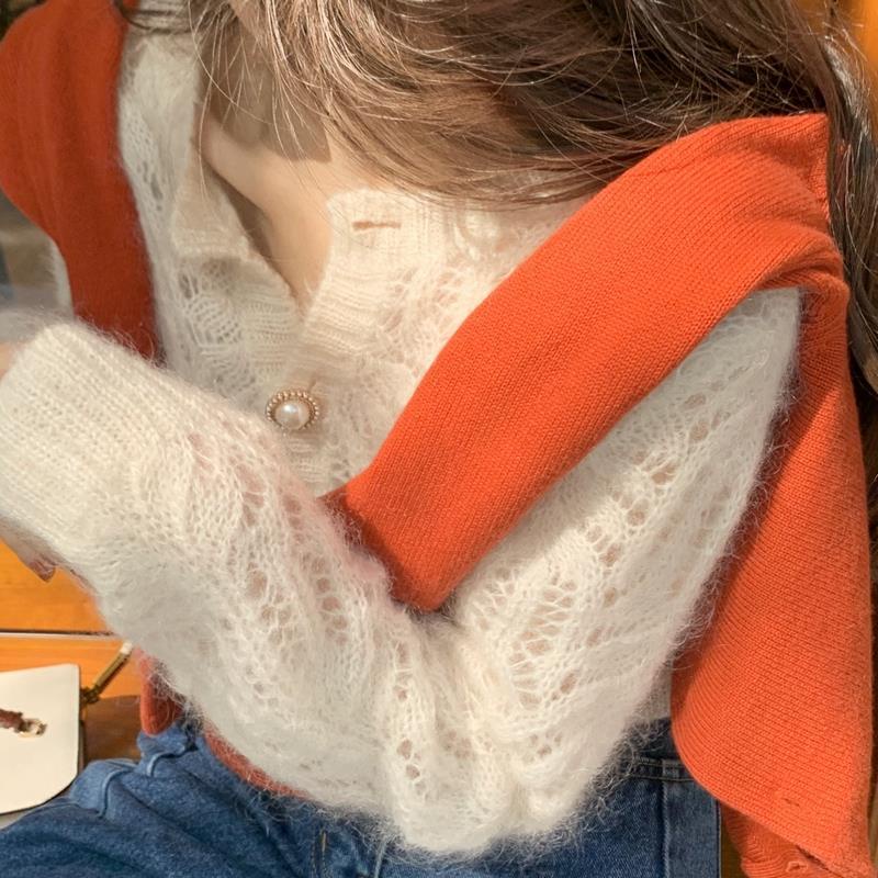 Áo Khoác Cardigan Dệt Kim Mỏng Dáng Rộng Thiết Kế Lỗ Rỗng Đính Ngọc Trai Thời Trang Mới Sành Điệu | BigBuy360 - bigbuy360.vn