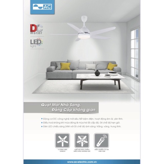 Quạt trần 5 cánh ACF02D525 Hàng chính hãng AC