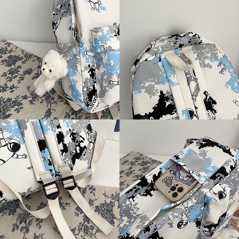 Ba lô đi học YADOU in họa tiết graffiti phong cách Hàn Quốc thời trang