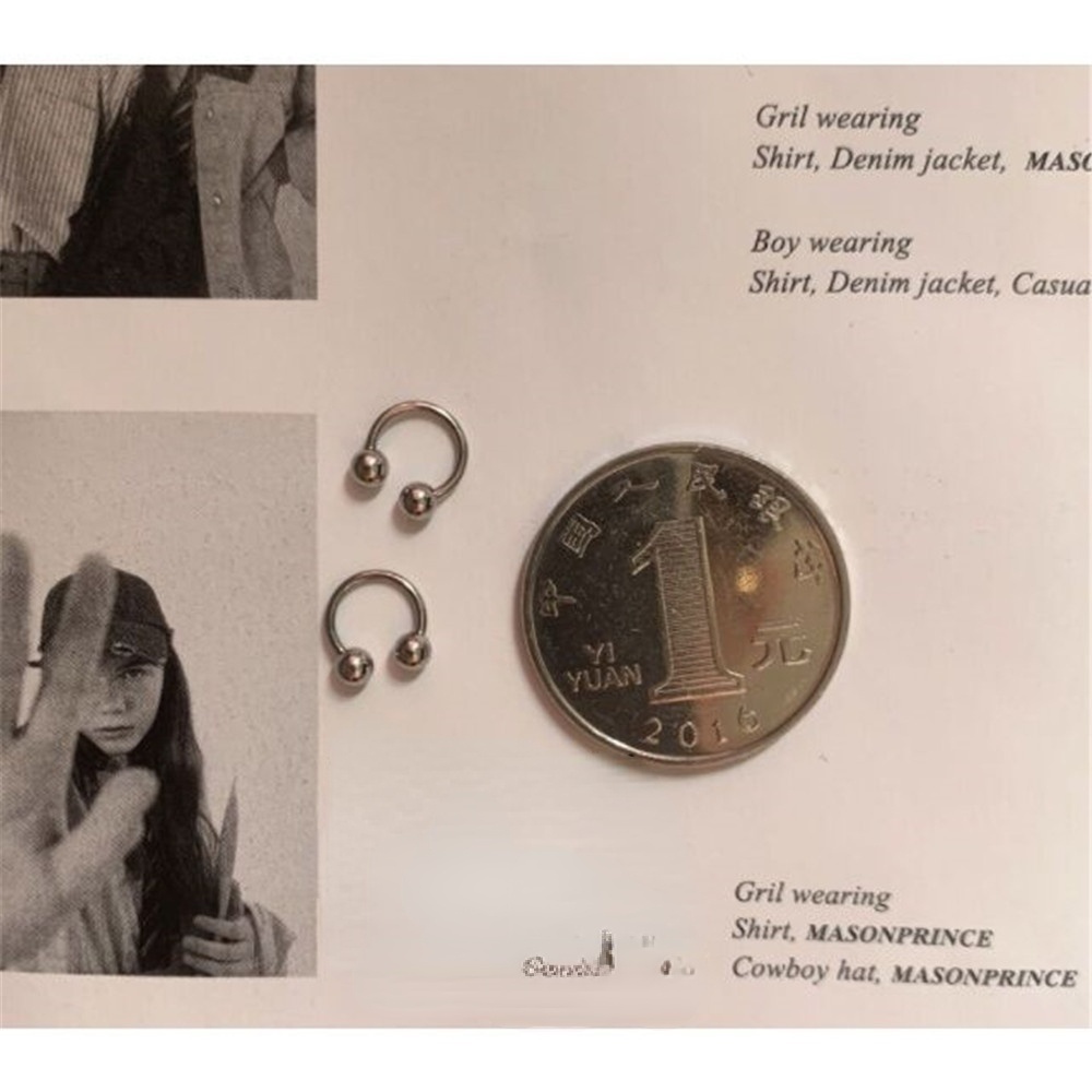 1 đôi khuyên tai hợp kim bạc hình chữ U mini phong cách hip hop cá tính