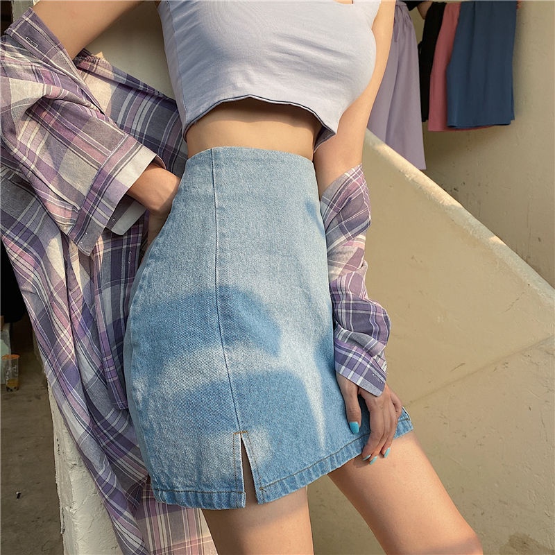 Chân váy chữ A lưng cao vải Jean thời trang | BigBuy360 - bigbuy360.vn