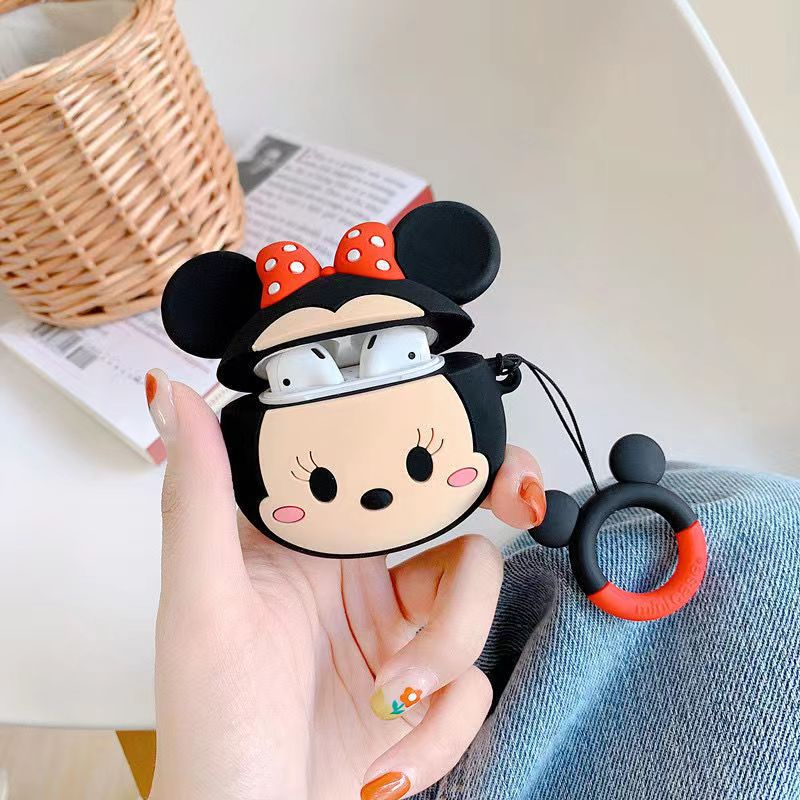 Vỏ Bảo Vệ Hộp Sạc Tai nghe không dây AirPods 1 2 pro 3 2021 gen3 Bằng Silicon tpu Mềm Hình Chuột Mickey Minne 3D Chống Rơi