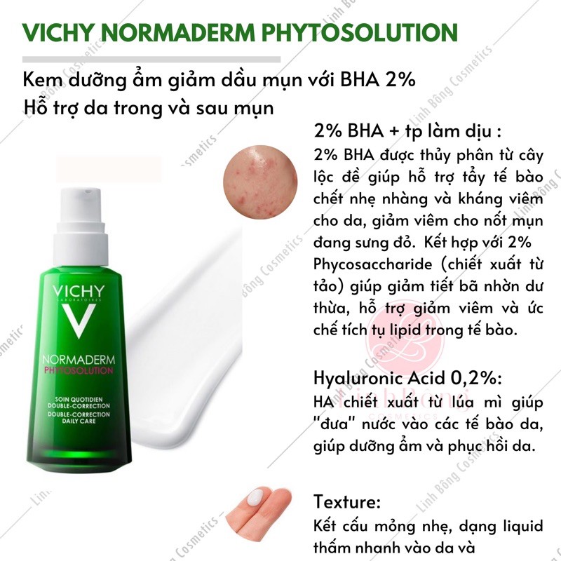 KEM DƯỠNG DẠNG GEL SỮA VICHY NORMADERM PHYTOSOLUTION DÀNH CHO DA DẦU, DA MỤN