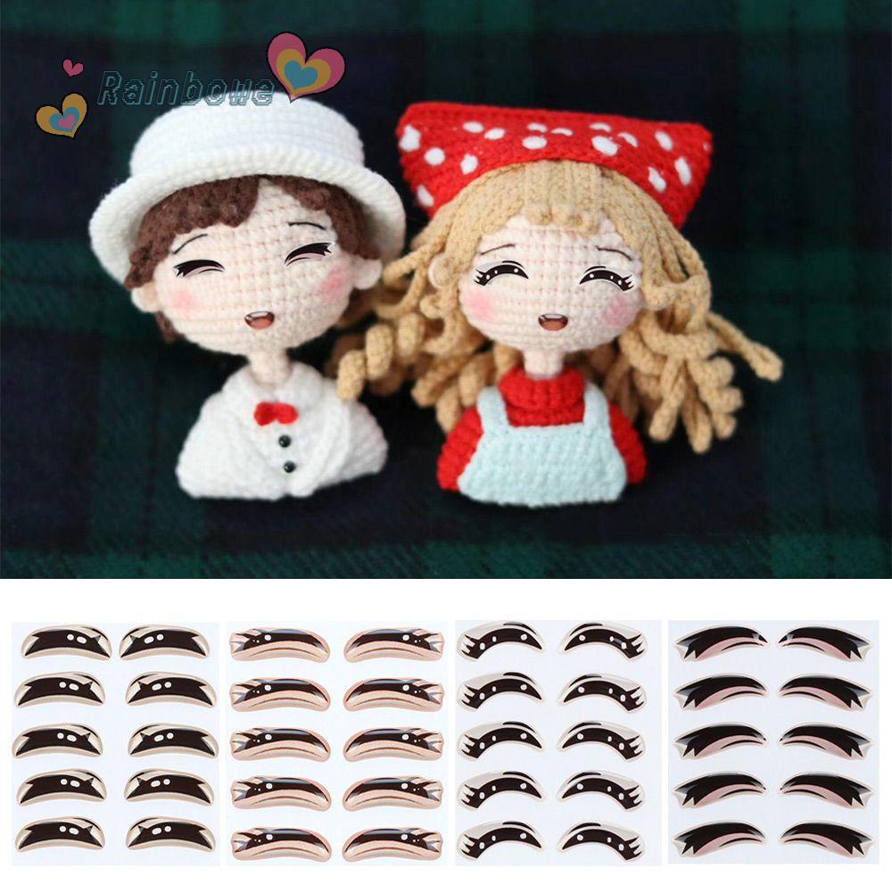 Bộ 10 cặp nhãn dán trang trí mắt búp bê hoạt hình nhiều kiểu dáng