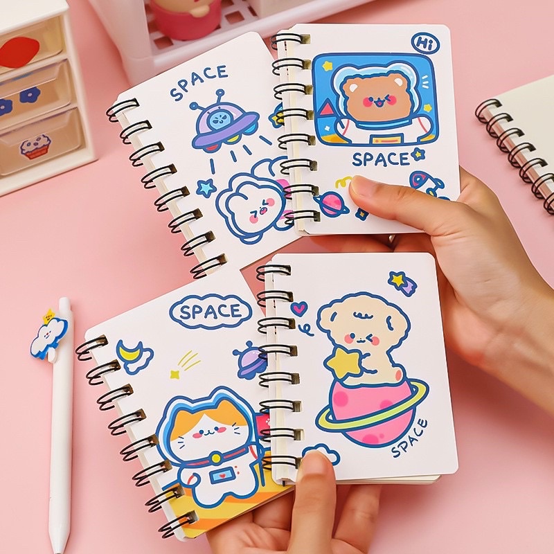 Sổ tay lò xo, sổ nhật ký ghi chép mẫu gấu thỏ cute đẹp xỉu.