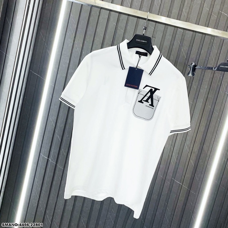 Áo Polo LV Nam In Logo Ngược Siêu Xịn - Áo Polo Nam LV Viền Cổ Siêu Đẹp