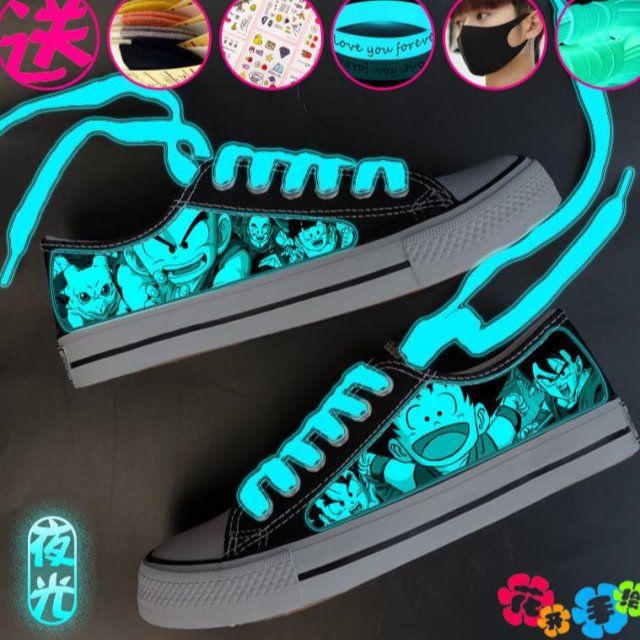 Giày Vải Học Sinh. Giày Thể Thao Canvas Cổ Thấp Dạ Quang Thoáng Khí In Hình Anime Naruto Mùa Thu Cho Nam