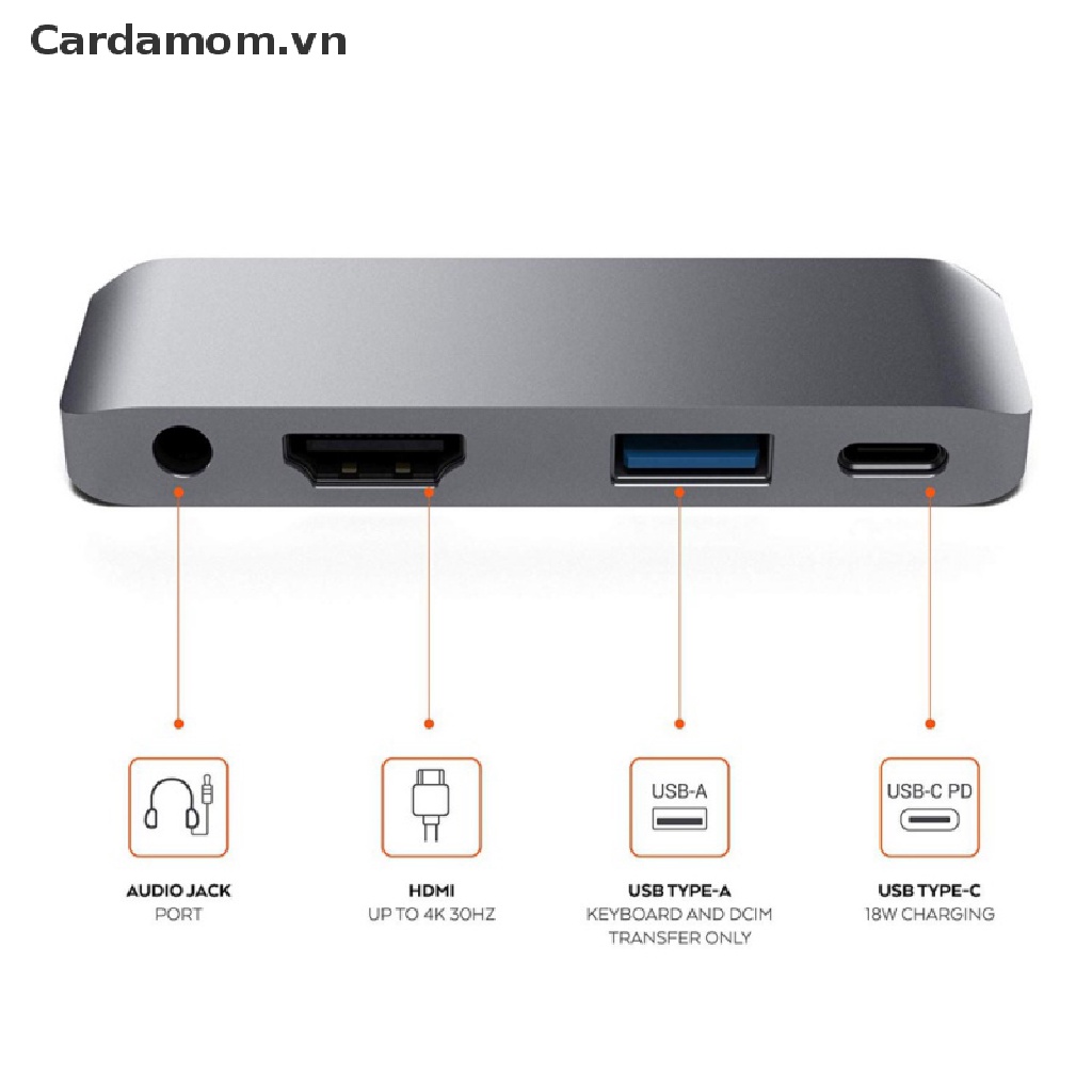 Đầu chuyển đổi USB C HUB Type C sang tai nghe 3.5mm 4K HDMI PD cho iPad Pro {Cardamom.vn}&lt;br&gt;