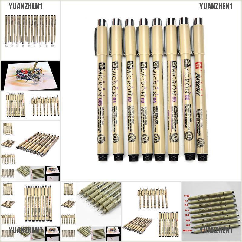 Set 8 bút vẽ nghệ thuật Sakura Pigma Micron 005 01 02 03 04