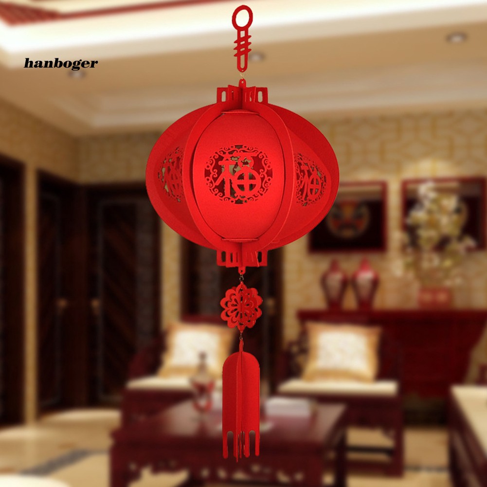 HBG_Happy New Year Chinese Red Lucky Lantern Hanging Spring Festival Home Decoration