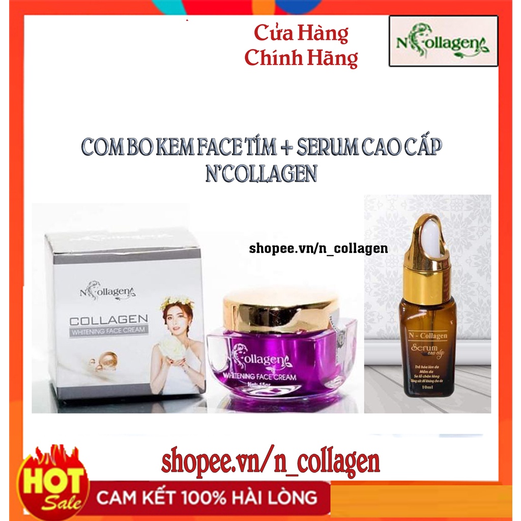 COMBO N - COLLAGEN Kem Face Tím Whitening + Serum dưỡng da cao cấp Chính hãng - CẢI THIỆN MỤN, NÁM, TÀN NHAN -TRI ÂN ĐẸP