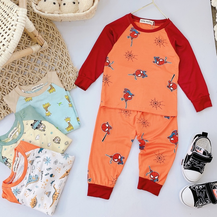 {Bé 7-32kg} Bộ Dài tay Thun Lạnh ráp lăng in hình mềm mịn mát in hình cho bé trai, bé gái BẢNG 2