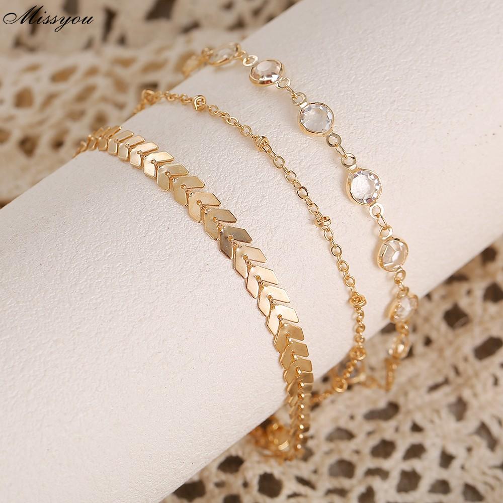 Set 3 Lắc Chân Nhiều Lớp Thời Trang Retro Cho Nữ