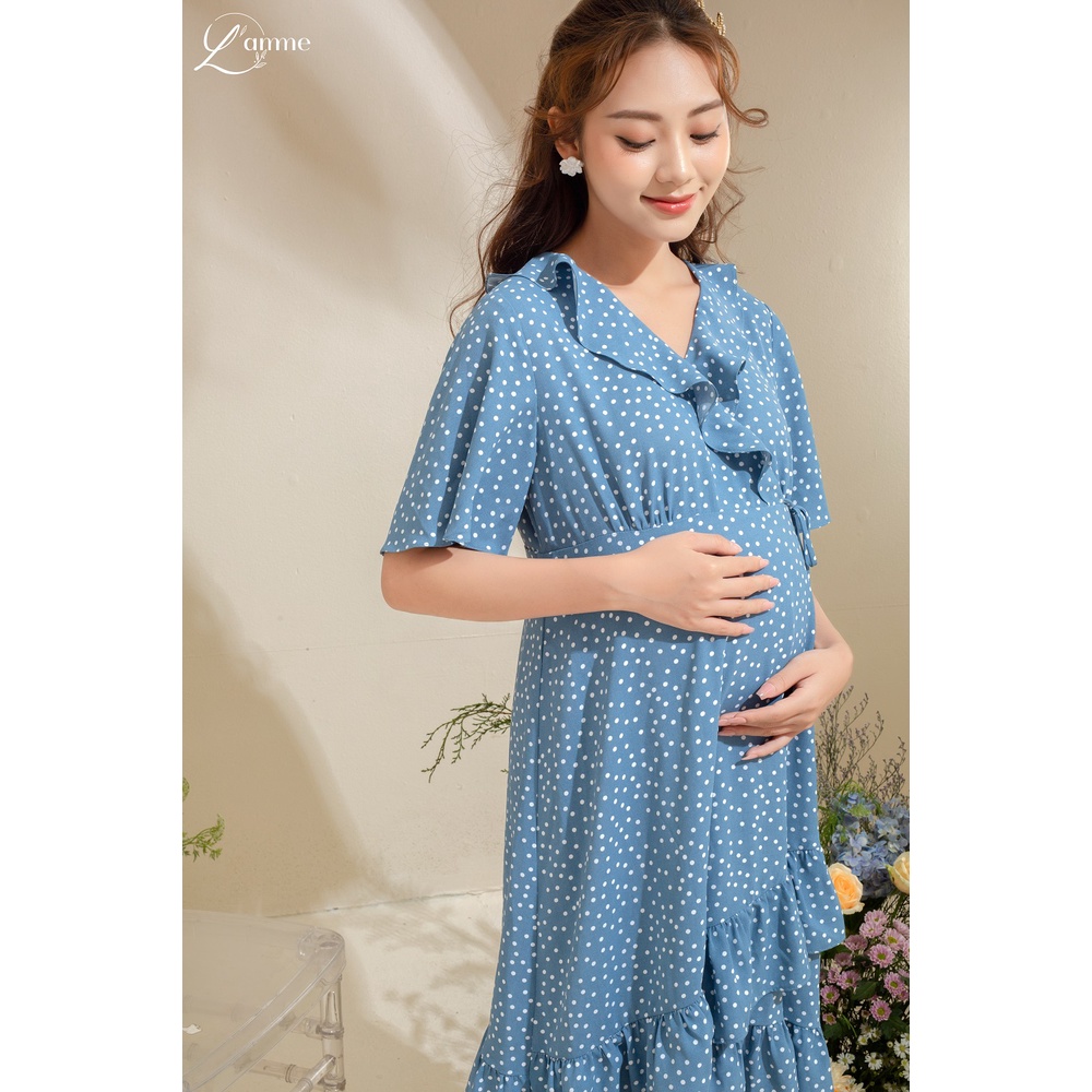 Đầm bầu Tini Dress chấm bi bèo cổ, kiểu dáng điệu đà thiết kế by LAMME