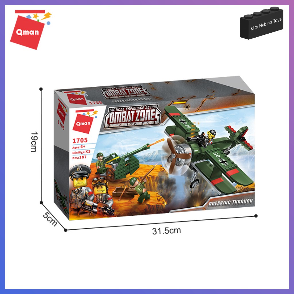 Bộ Lắp Ghép Đồ Chơi Lego Quân Sự Qman 1705 Tấn Công Máy Bay 187 Mảnh Ghép Cho Trẻ Từ 6 Tuổi