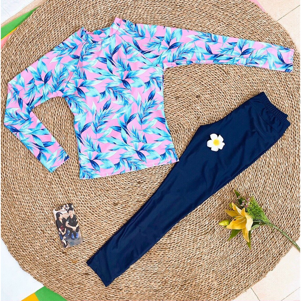 Đồ bơi nữ, Đồ bơi nữ họa tiết hoa dài tay cực chất thun mát | BigBuy360 - bigbuy360.vn