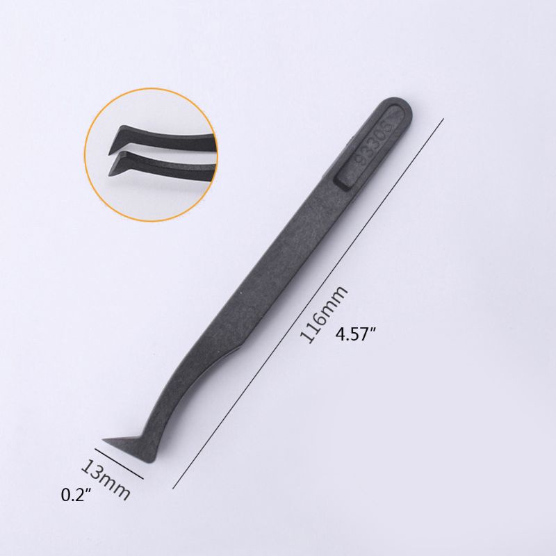 SHAS 1 Set Precision Plastic Tweezers Anti Static Black Carbon Fiber DIY Repair Nippers Kit for Electronics Phones Jewelry Making Repairing