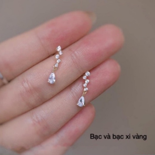 Bông Tai Nữ Bạc Ta Dáng Dải Đá Siêu Điệu đà ( Kèm ảnh thật ) -Trang sức Vàng Bạc Hoà Thảo