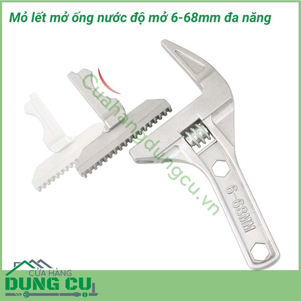 Mỏ lết ngắn vòm miệng lưỡi răng cưa độ mở lớn từ 6-68mm