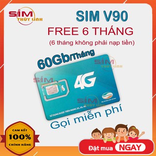 Sim 4G V90 💝FREE_6_THÁNG💝 Sim V90 SÁU THÁNG KHÔNG PHẢI NẠP TIỀN. 60Gb/tháng, 2Gb/ngày Gọi Miễn Phí
