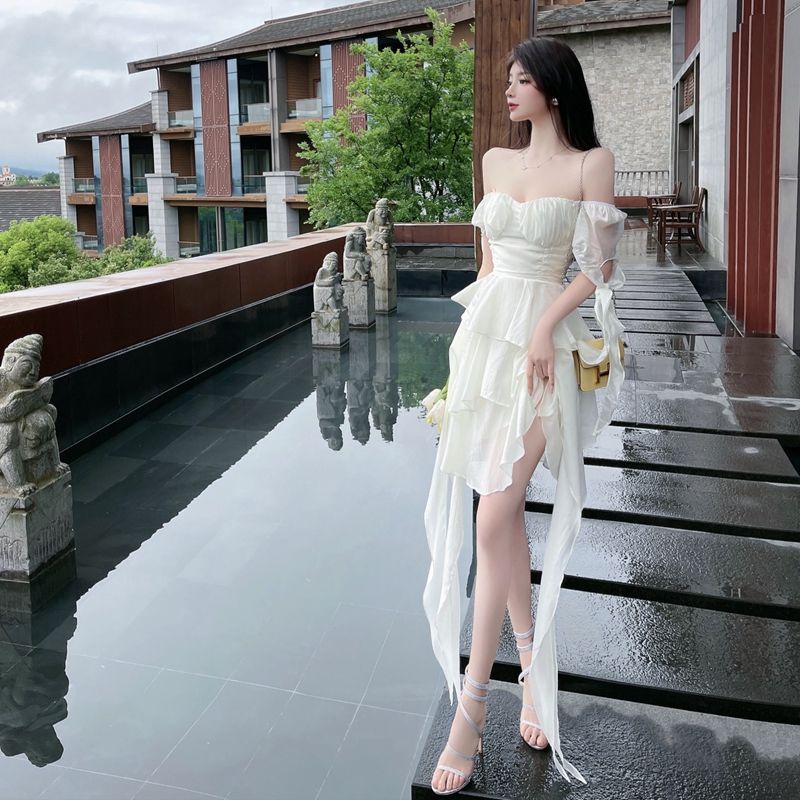 Bán Chạy!Đầm Cổ Vuông Nhún Bèo Phong Cách Sang Trọng Thời Trang Mùa Hè 2022 Dành Cho Nữ