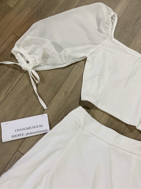 [Mã FAXANH245 giảm 10K đơn 50K] Set áo tay phồng phối chân váy ngắn chất thun phối tay voan (Set voan) | BigBuy360 - bigbuy360.vn