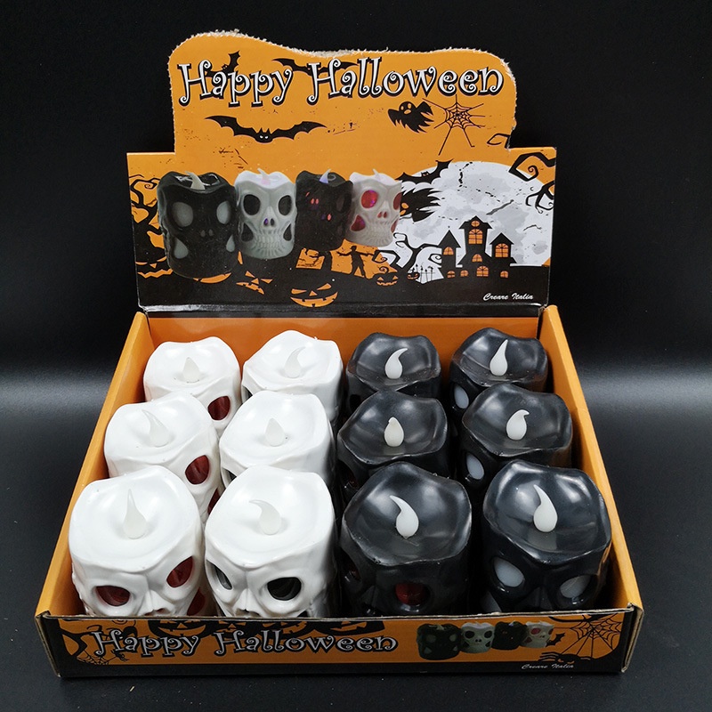 Đèn LED Hình Nến Đầu Lâu Bí Ngô Trang Trí halloween
