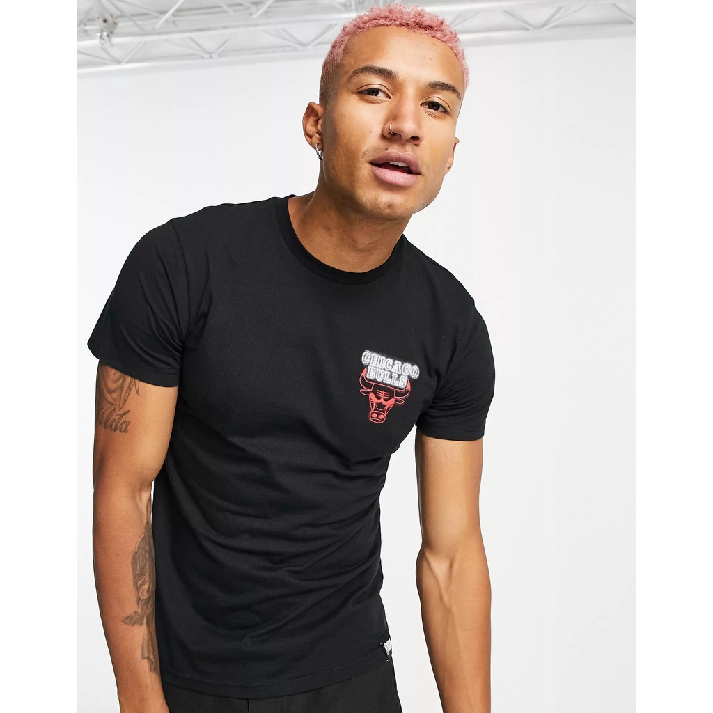 Áo thun New Era NBA Bulls-chính hãng-Đen logo đỏ