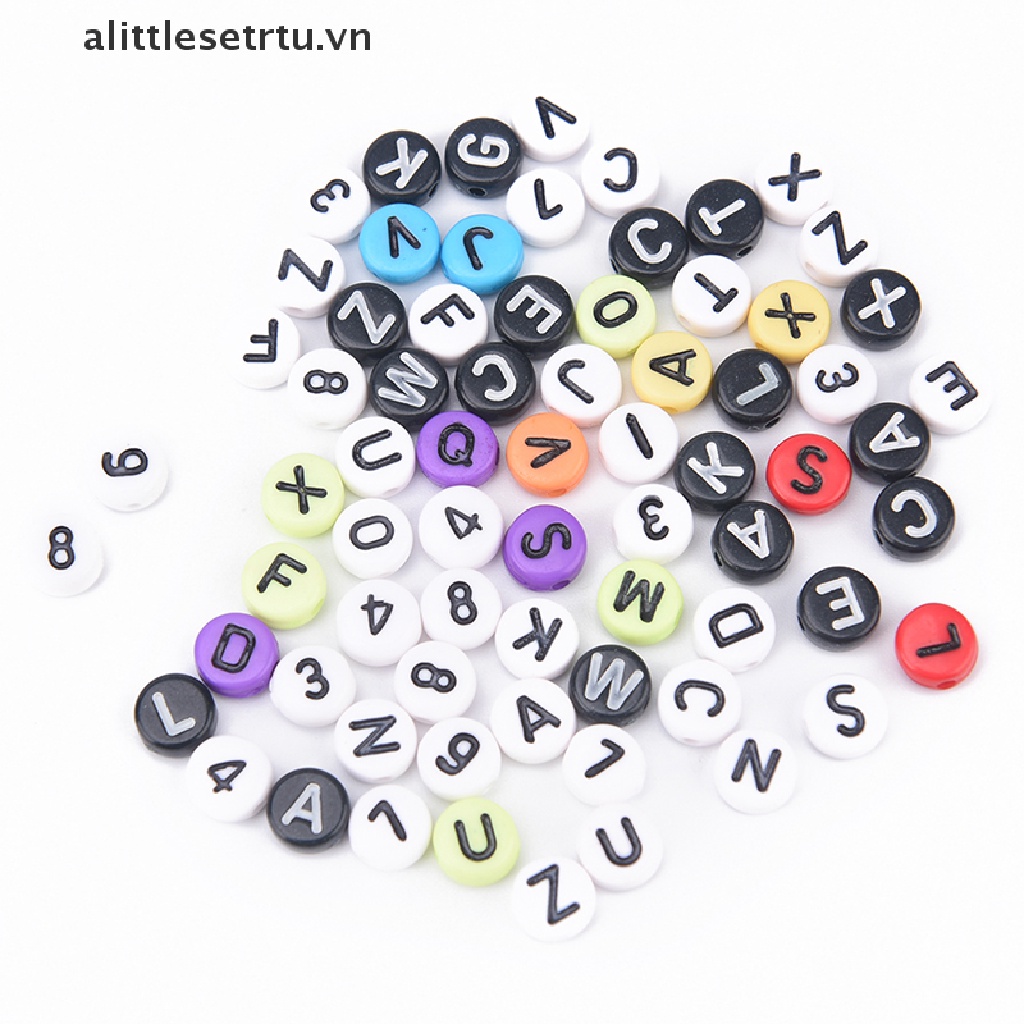 Set 200 Hạt Xâu Chuỗi Khắc Chữ Cái Dùng Để Làm Trang Sức DIY