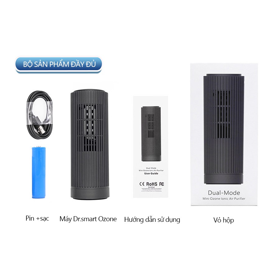 Máy tạo ion âm và ozone lọc không khí ô tô, khử mùi ô tô Dr.Ion Car