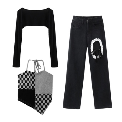 Áo hai dây kumikumi họa tiết kẻ caro thời trang Hàn Quốc