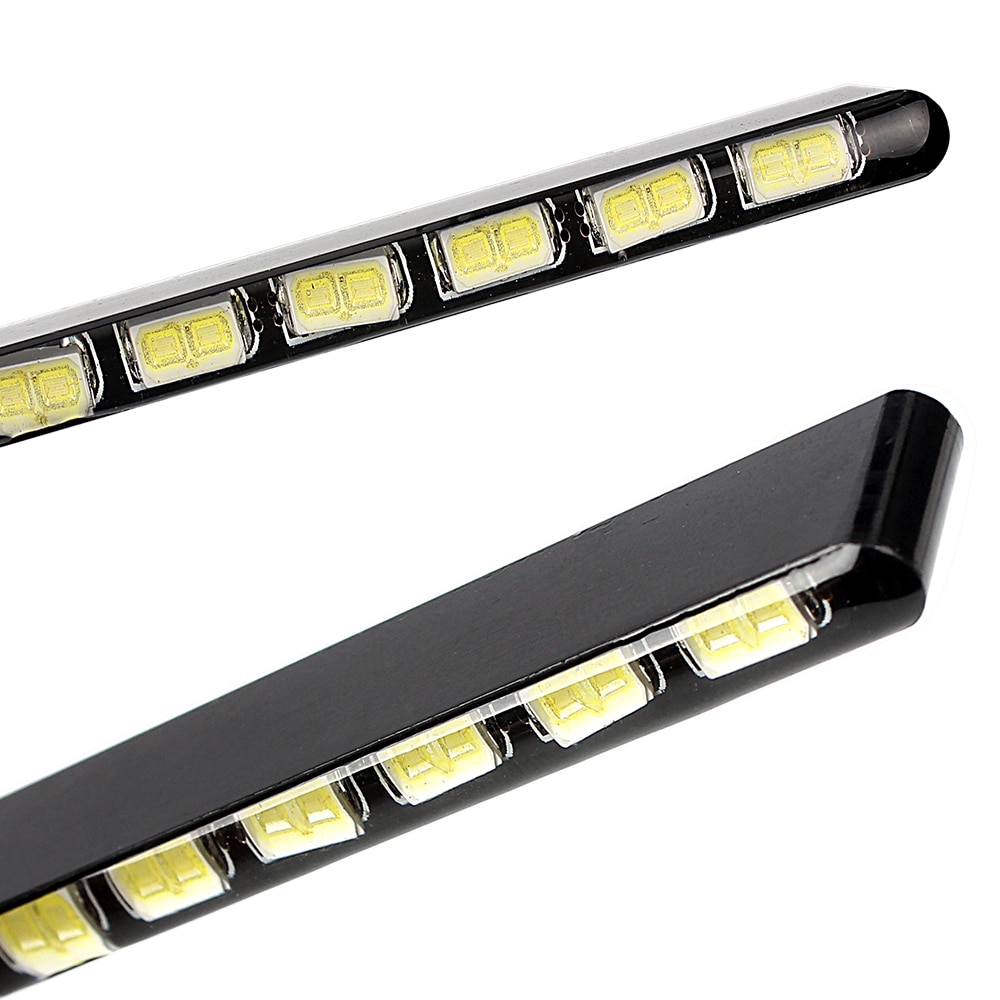2 Dây Đèn Led 12 Bóng Chip SMD DRL 7030 Tạo Hiệu Ứng Ban Ngày Cho Xe Hơi