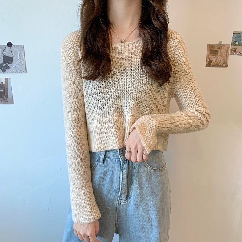 Áo Dệt Kim Tay Dài Cổ Tròn Dáng Rộng Thời Trang Hàn Quốc 2022