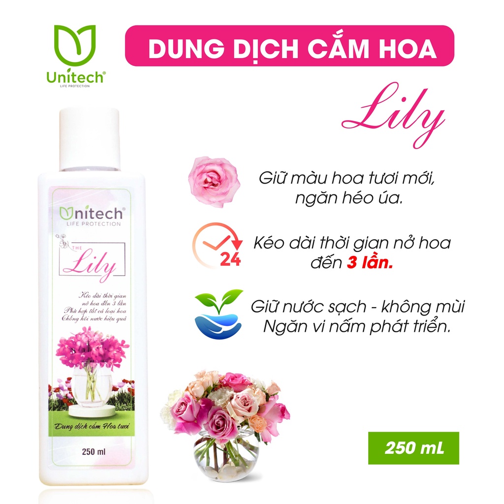 Nước cắm hoa lâu tàn LiLy - Khử mùi hôi nước, nhân ba thời gian nở hoa