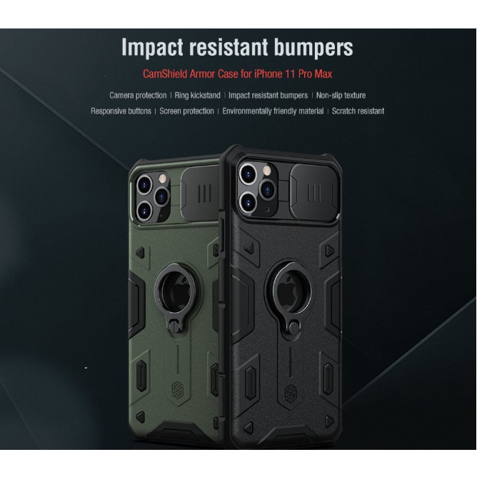 (Sẵn VN) Ốp lưng chống shock bảo vệ Nillkin Cam Shield Armor cho IPhone 11 Pro Max / IP 11 / 11 Pro - Camshield Armor