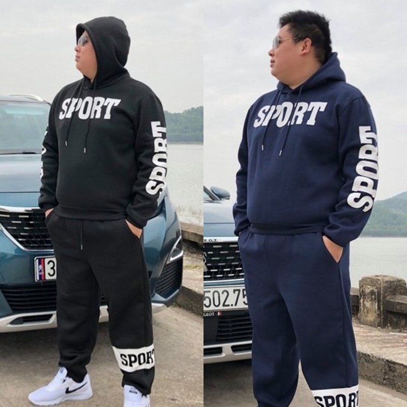 Bộ Nỉ Thu Đông Hoodie Cho Nam Từ 65 - 125KG