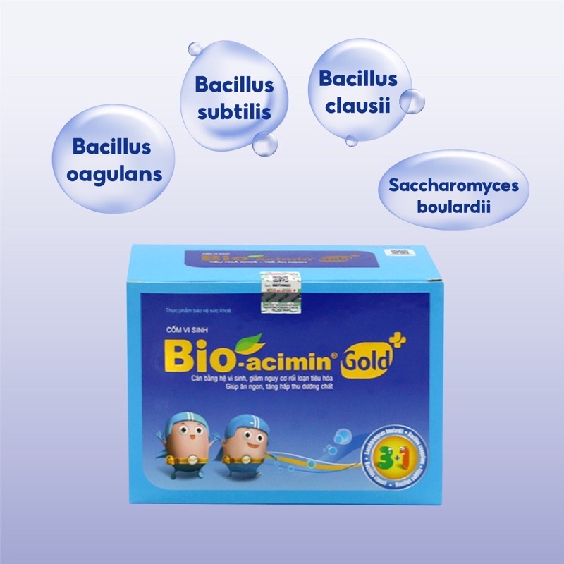 Cốm vi sinh Bio acimin Gold hỗ trợ trẻ ăn ngon tự nhiên bổ sung vi chất và các amin thiết yếu hộp 30 gói