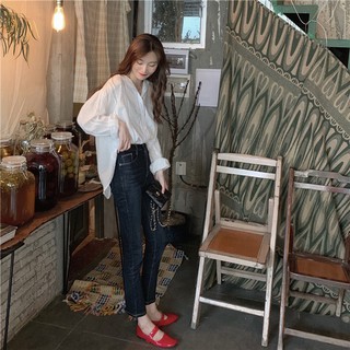 Áo sơ mi thô cố V cách điệu MA49
