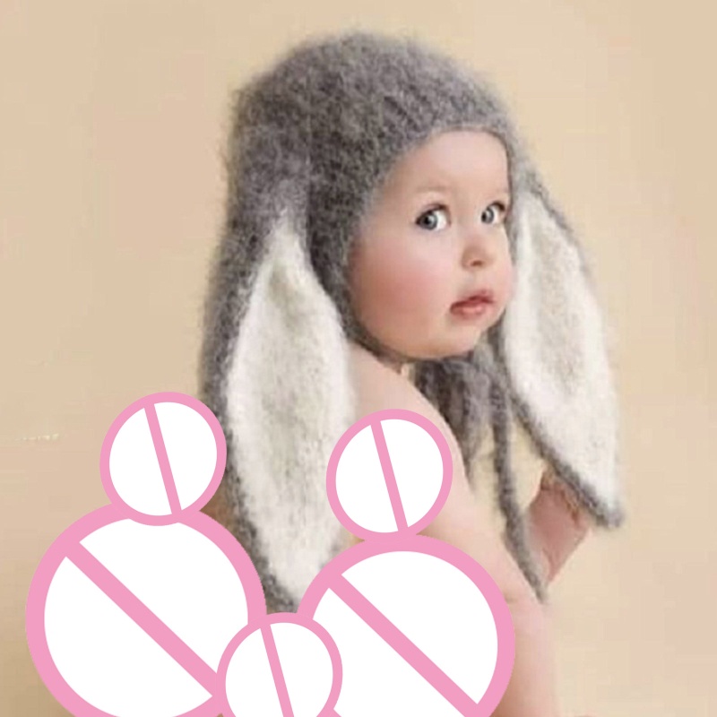 Mũ Len Tai Thỏ Lớn Cho Chụp Ảnh Em Bé