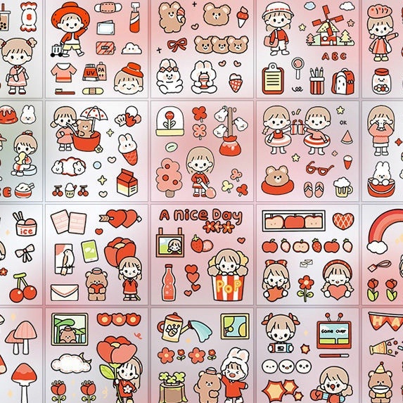 Sticker 1 tấm trang trí sổ/ đồ dùng cá nhân dễ thương, hình dán trang trí nhiều mẫu size 8*8cm Mẫu giao ngẫu nhiên