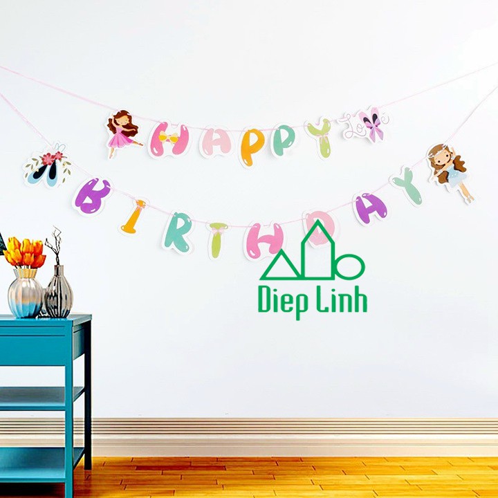 Dây treo trang trí sinh nhật chữ Happy Birthday dài 2M xinh xắn