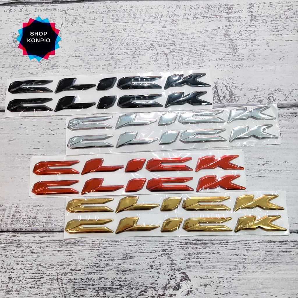 Cặp Tem Chữ Click Cao Cấp Dập Nổi Dán Sườn Xe Click Chống Thấm Nước, Chống Bay Màu