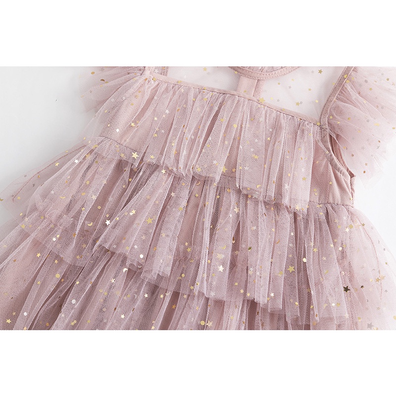 Đầm Múa Ballet Đính Hoa Lấp Lánh Thời Trang Mùa Hè Xinh Xắn Cho Bé Gái 3-8 Tuổi