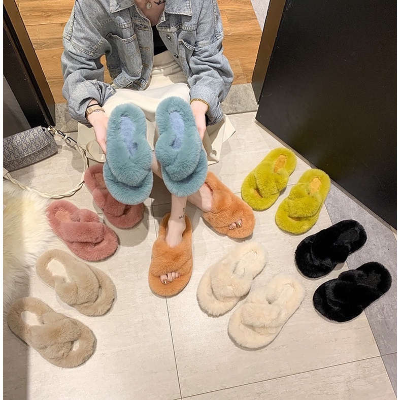 (HÀNG CÓ SẴN) Dép lê lông mềm quai chéo BIG SIZE 40-41-42