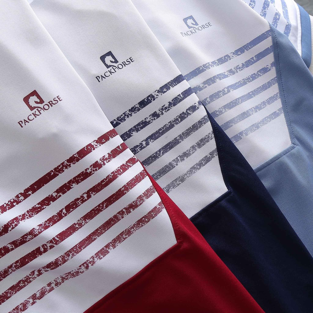 Áo polo nam PACKHORSE phối sọc ngang - Chất liệu poly cao cấp form regular fit, thoải mái cho mùa hè THE BASIC STORE