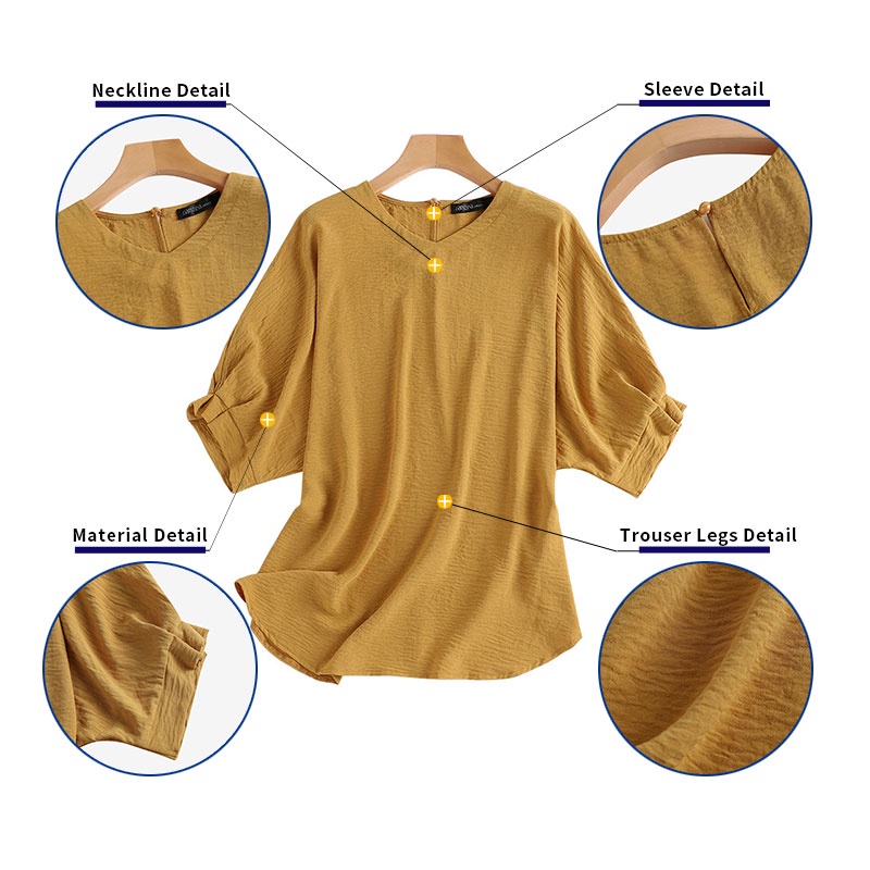 Zanzea Áo Nữ Tay Lửng Cổ Chữ V Thời Trang Thanh Lịch