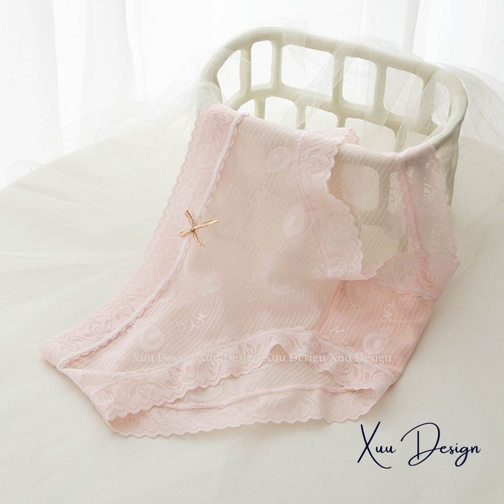 Quần lót nữ ren nơ họa tiết chìm thông thoáng tông màu trẻ trung ngọt ngào - WeXuu Design QC41