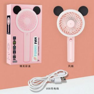 Quạt USB Mickey mini cầm tay có đèn